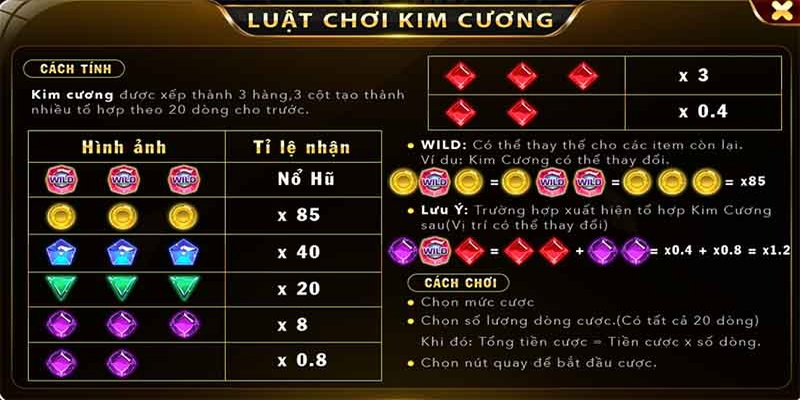 Nổ hũ kim cương sở hữu luật chơi khá đơn giản